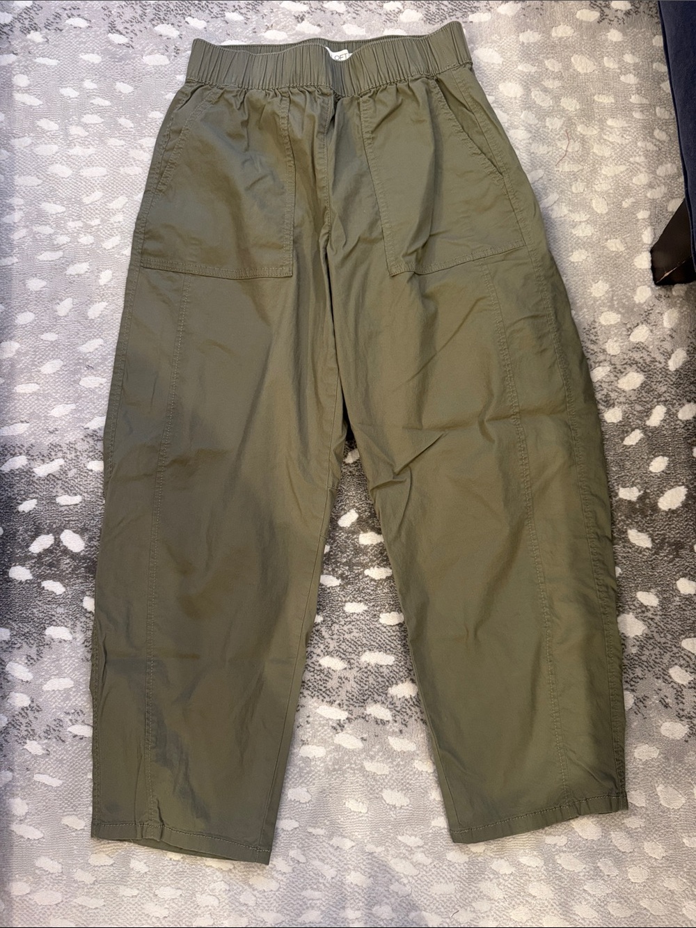 LOFT Olive Green Ankle-Length Utility Pants